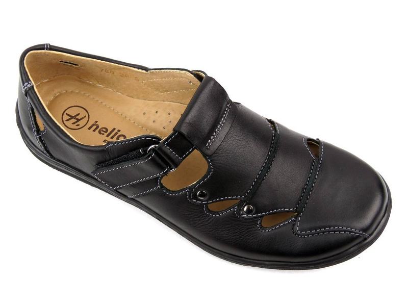 Wiosenne półbuty damskie z wycięciami - Helios Komfort 780, czarne