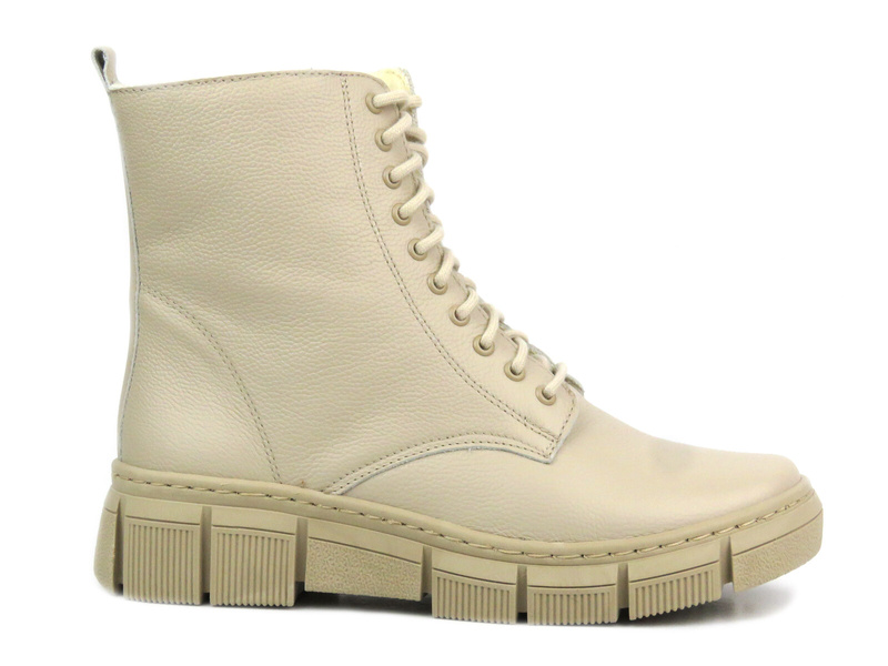 Trzewiki, botki damskie z wełną - Wasak 0660, ecru