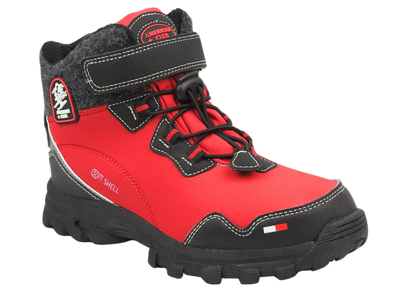 Śniegowce Trapery Dziecięce AMERICAN CLUB Softshell RL 127/23 Czerwone Na Rzepy