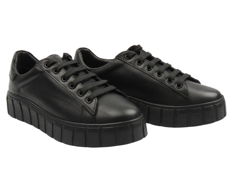 Skórzane półbuty damskie czarne Sokolski J25-403