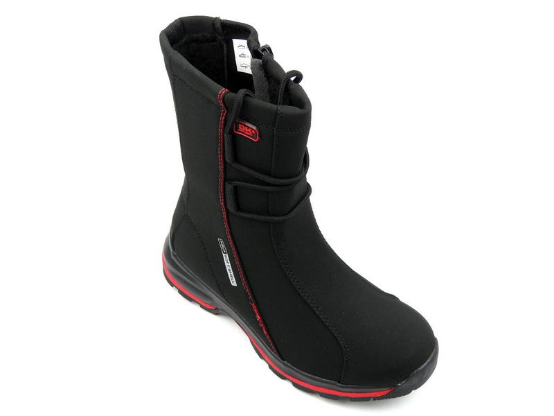 Wysokie śniegowce damskie DK Soft Shell 1754, czarno-czerwone