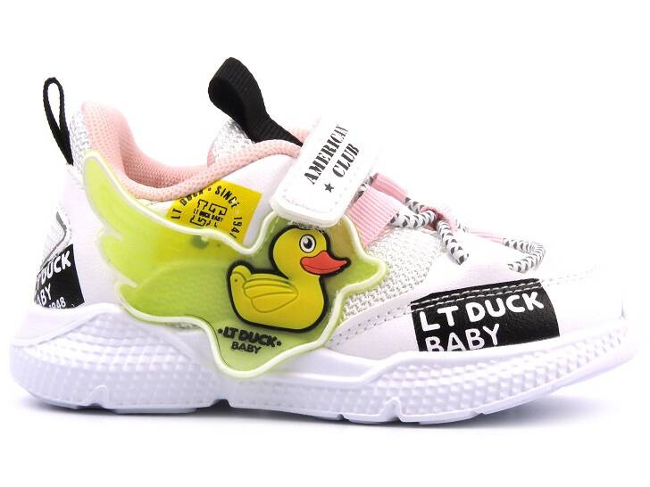 Buty dziecięce sportowe - American Club BD 21/22, biało-różowe
