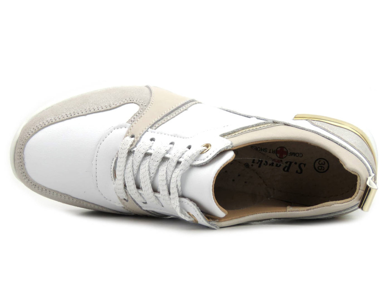 Sneakersy, buty sportowe damskie S. BARSKI AL21405, białe