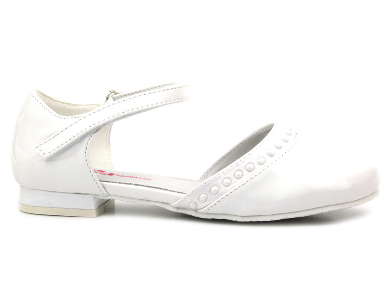 Eleganckie buty, czółenka komunijne - Wojtyłko 23712, białe 