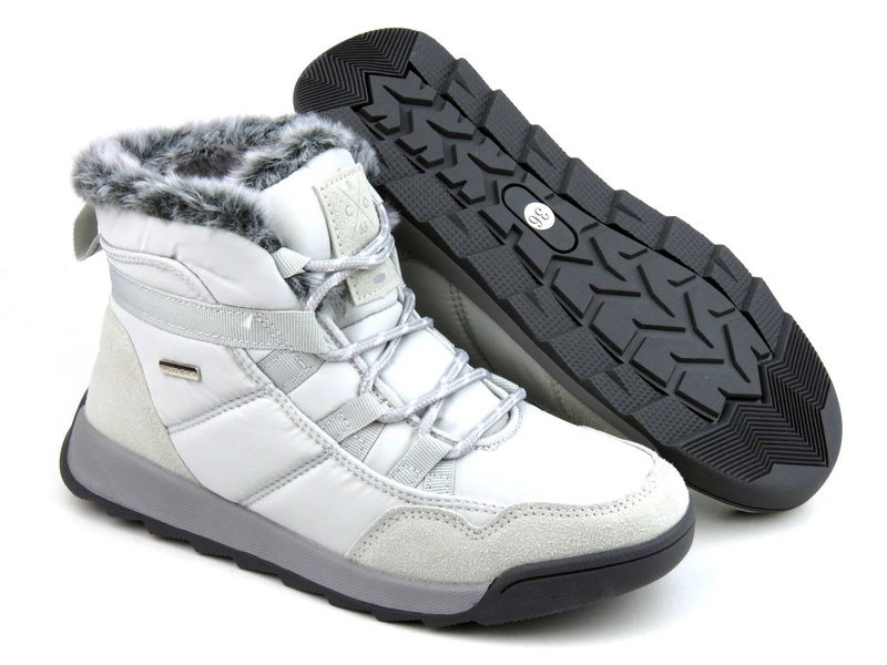 Ciepłe śniegowce damskie sznurowane - CROSS JEANS KK2R4015C, szare