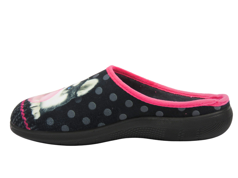 Kapcie damskie z pieskiem czarne Inblu EC-93