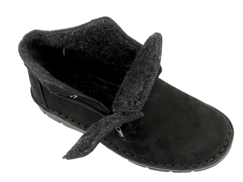 Wygodne botki damskie z miękkiej skóry - Nika Komfort 1388, czarne