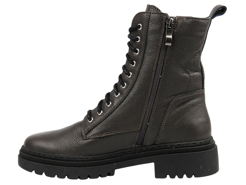 Wygodne botki damskie z naturalnej skóry Helios Komfort 1363, brązowe