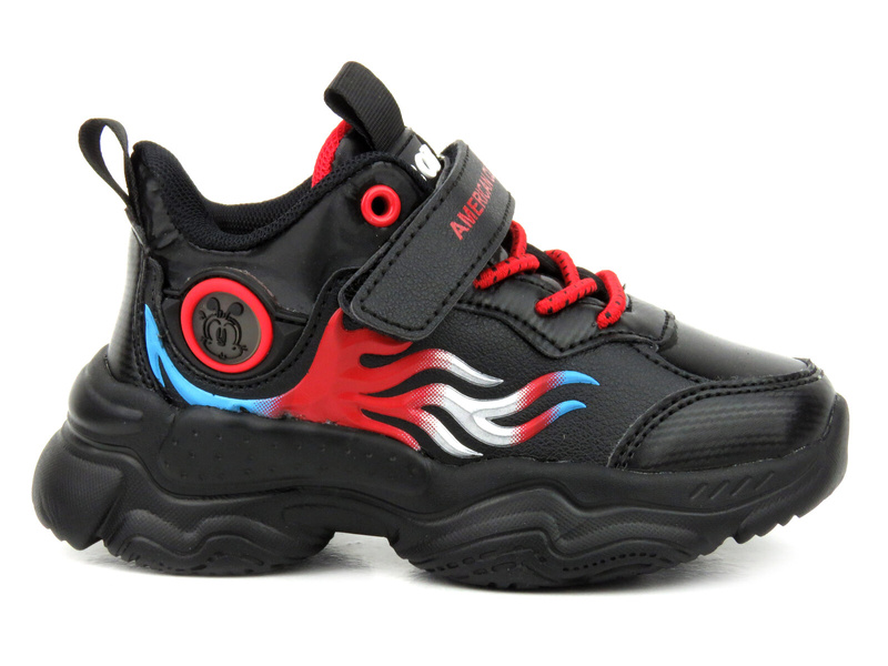 Buty sportowe, adidasy dziecięce na grubej podeszwie- AMERICAN CLUB BD 15/21, czarno-czerwone