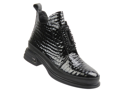 Eleganckie botki damskie Cambell 25-60320, czarny lakier