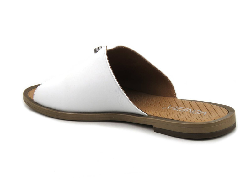 Eleganckie klapki damskie płaskie - VENEZIA SW504, białe