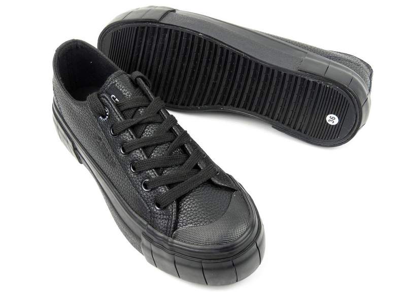 Trampki damskie na grubej podeszwie - BIG STAR II274189, czarne creepersy