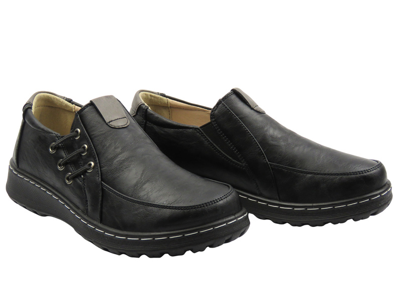 Wsuwane półbuty damskie czarne Potocki 25-90353