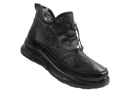 Ocieplane botki damskie - Potocki 25-16355, czarne