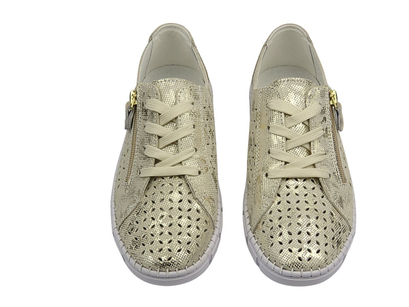 Ażurowe półbuty damskie złote Evento 25SP18-8205