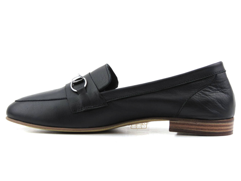 Mokasyny pensówki damskie z miękkiej skóry - VENEZIA 2001S, czarne