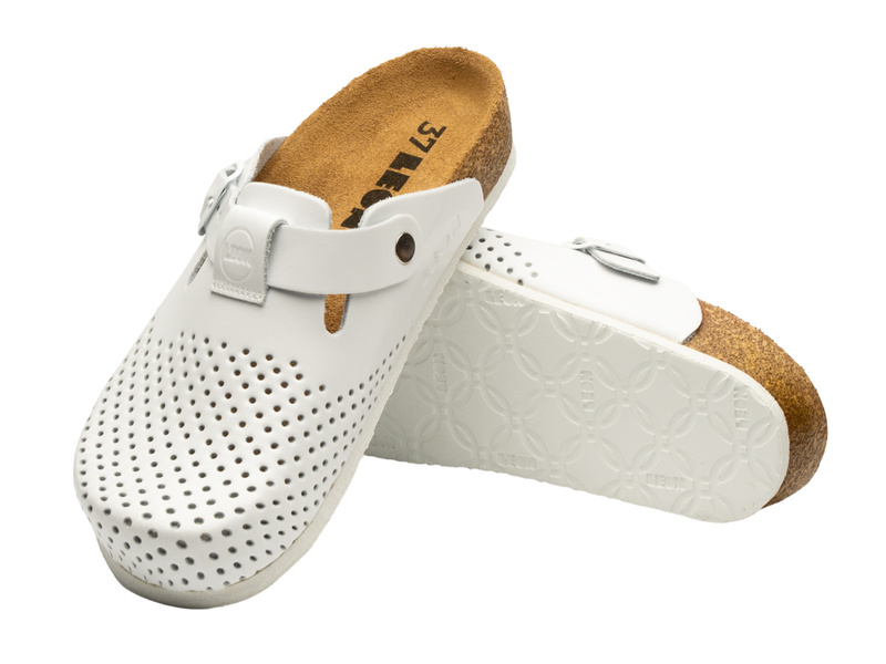 Skórzane Klapki Damskie Leon 4250 białe