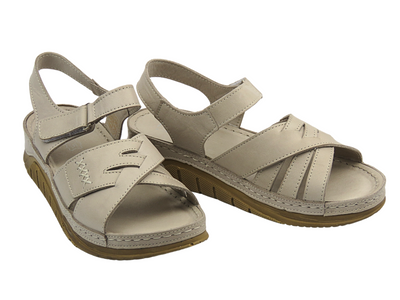 Skórzane sandały damskie szare Nika Komfort H-173