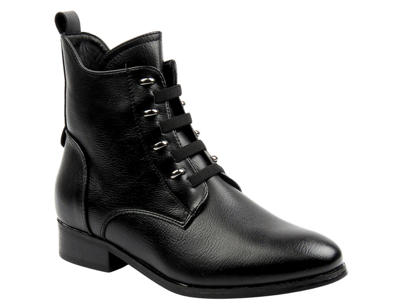 Ocieplane botki damskie czarne - Potocki 25-12665