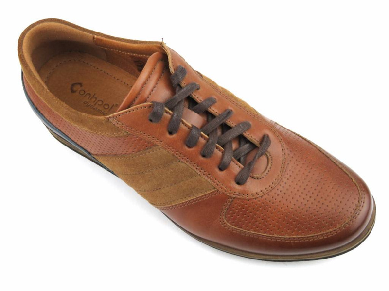 Skórzane półbuty męskie codzienne - CONHPOL 2539S, brązowe