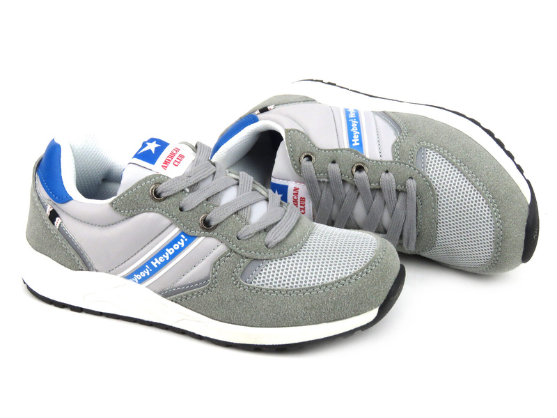 Sneakersy dziecięce sznurowane - AMERICAN CLUB ES 03/21, szare
