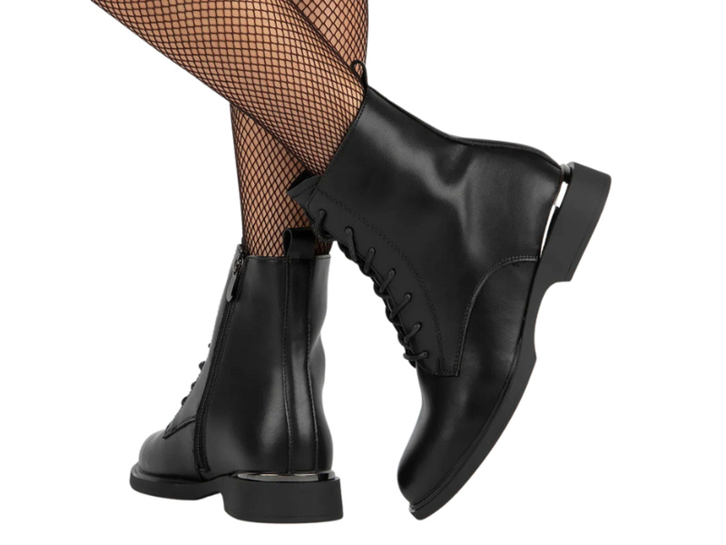 Skórzane trzewiki, botki damskie - Filippo DBT6520/24, czarne