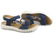 Skórzane sandały damskie z ozdobnymi paskami - HELIOS Komfort 249S, granatowe