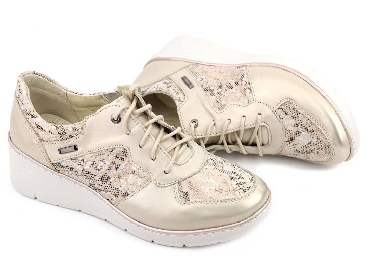 Sneakersy damskie skórzane, wygodne - Helios Komfort 347, złote