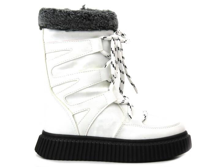 Cieplutkie kozaczki dziecięce na suwak - Navy Dot 22-61069, białe II Gatunek