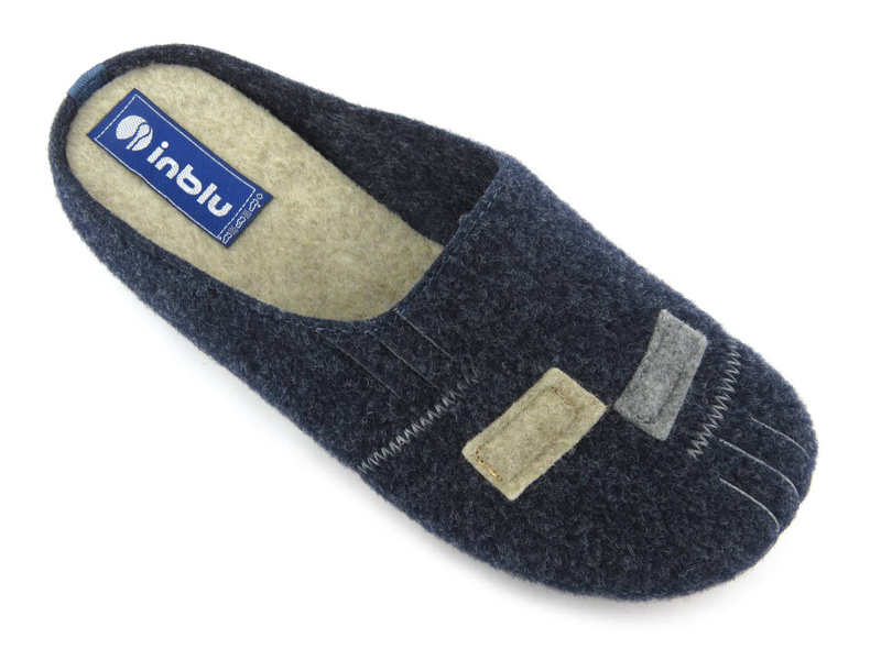 Kapcie męskie filcowe - INBLU 155M014, granatowe