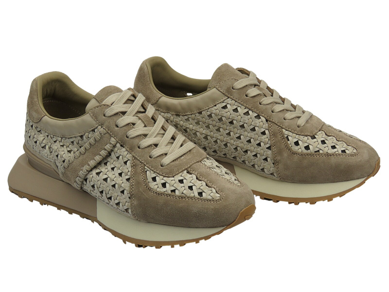 Ażurowe półbuty damskie na grubej podeszwie beżowe John Doubare H2488B-22-1