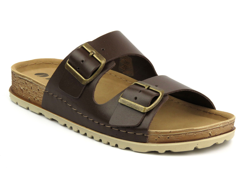 Klapki męskie z klamrami ciemnobrązowe INBLU RU-2I