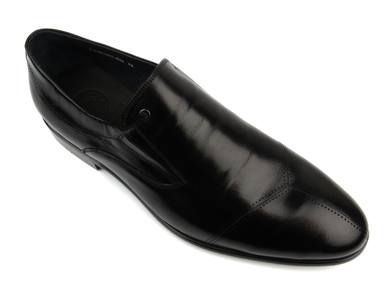 Eleganckie półbuty męskie skórzane - John Doubare J1846-251-A33, czarne