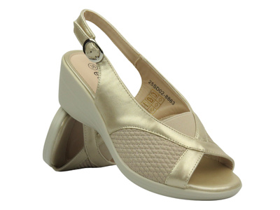 Sandały damskie ze skórzaną wkładką - Evento 25SD02-8863, beżowe