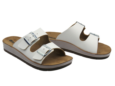 Klapki damskie z klamrami - INBLU CP-42, białe