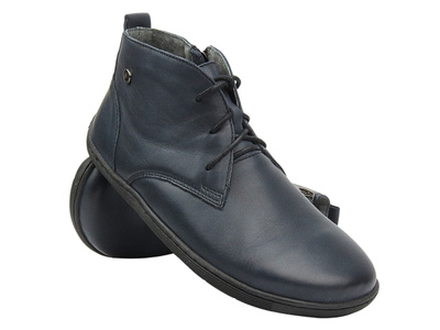 Barefoot skórzane minimalistyczne botki damskie granatowe HELIOS Komfort 699