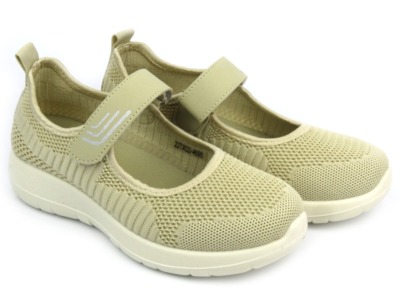 Półbuty damskie na rzep - NEWS 22TX02-4695, beżowe