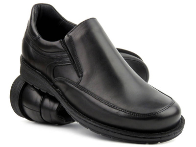 Wygodne, skórzane półbuty męskie wsuwane - Tapi 7271, czarne