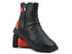 Botki damskie z dwoma suwakami - MANITU 990164-04, czarne z czerwonymi dodatkami