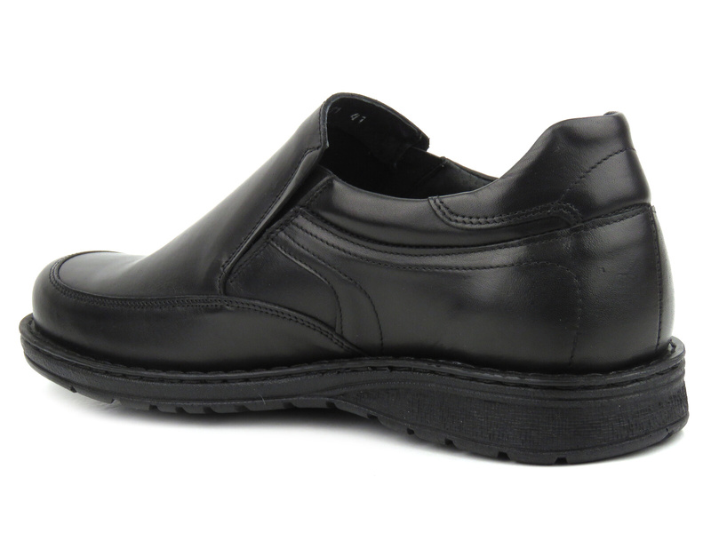Wygodne, skórzane półbuty męskie wsuwane - Tapi 7271, czarne