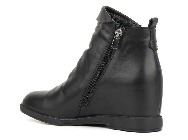 Skórzane botki damskie na koturnie - Venezia 3534 R001, czarne