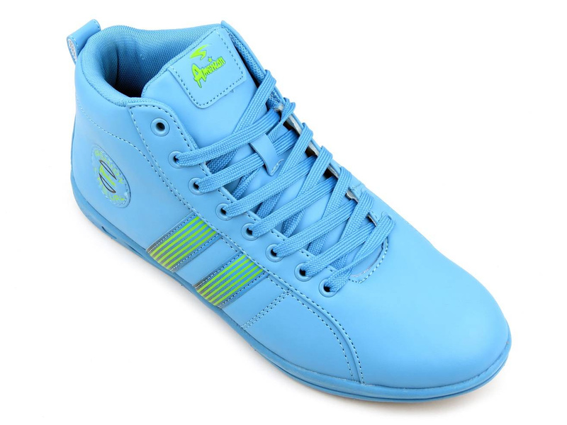 Buty sportowe damskie za kostkę - AMERICAN CLUB WW-54247, niebieskie