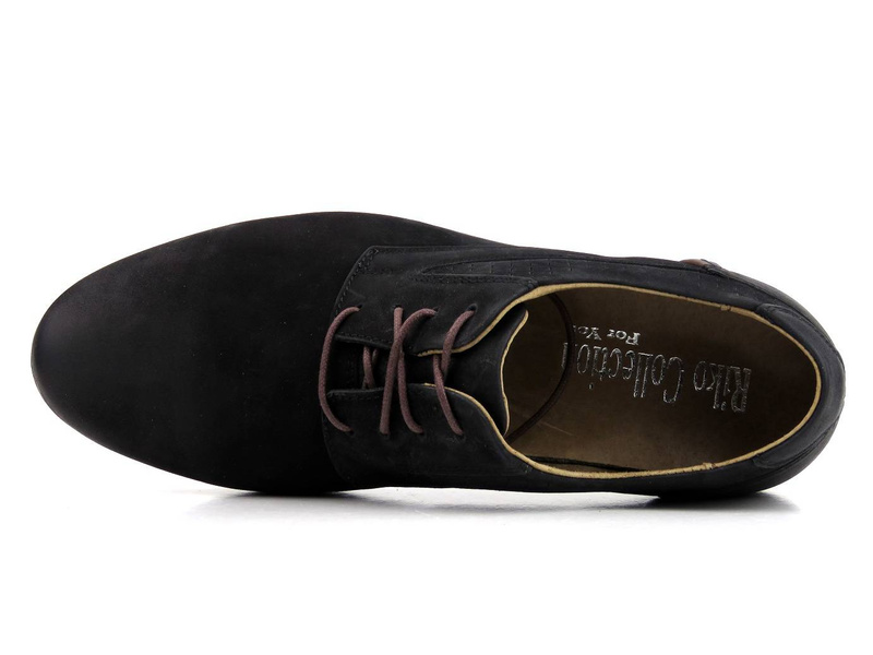 Skórzane półbuty męskie na co dzień - RIKO 947, czarne