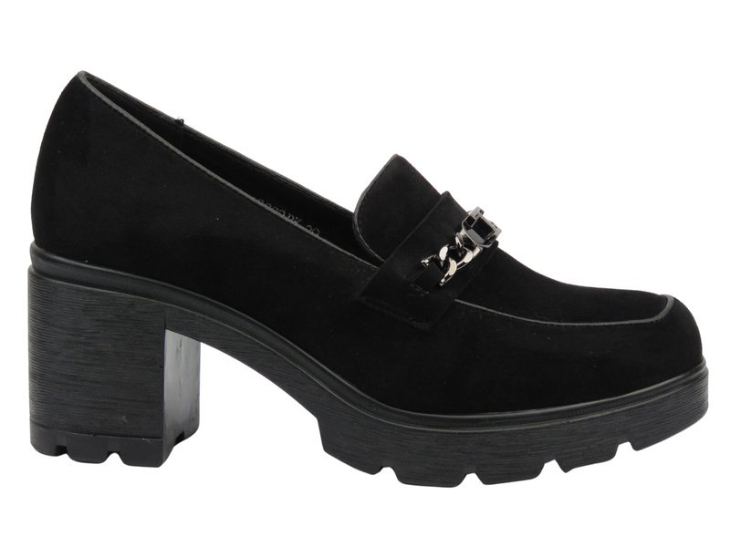 Eleganckie buty damskie na słupku - Potocki 25-12629, czarne