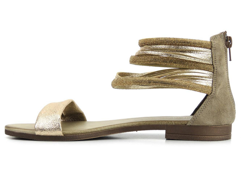 Płaskie sandały damskie, gladiatorki - VENEZIA 7067, złote