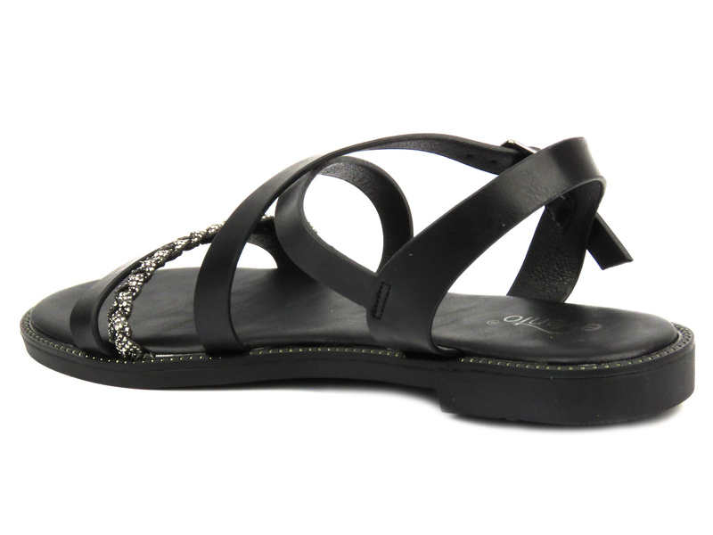 Sandały damskie na płaskiej podeszwie - Evento 24SD97-7301, czarne