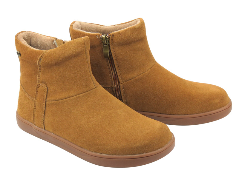Barefoot skórzane minimalistyczne botki damskie - Vinceza 79666, camel