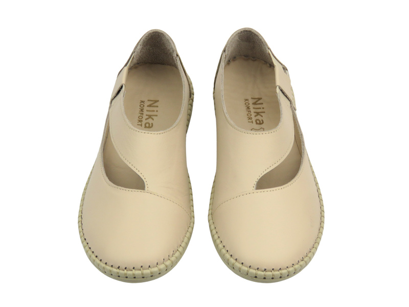 Skórzane półbuty damskie beżowe Nika Komfort H2030