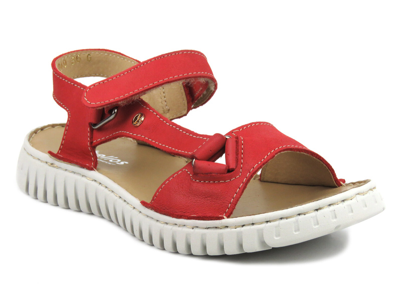 Skórzane sandały damskie polskiej marki - HELIOS Komfort 249S, czerwone