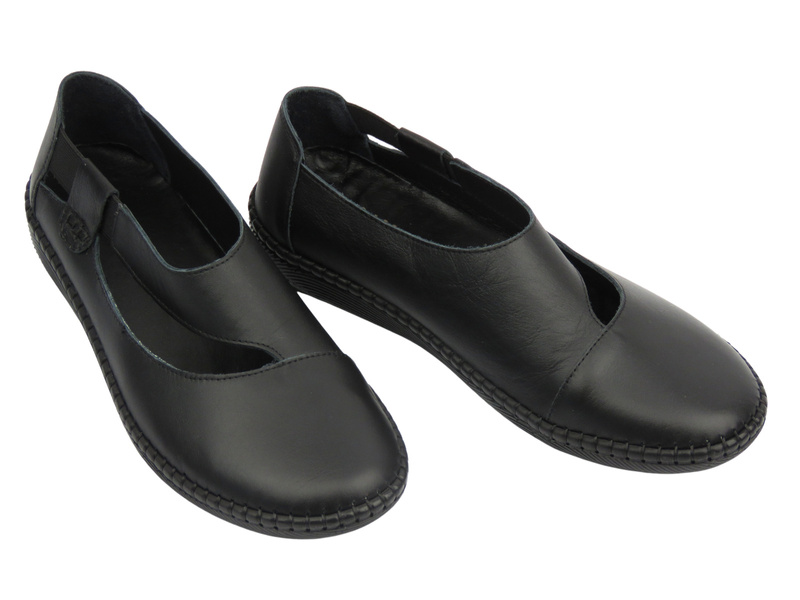 Skórzane półbuty damskie czarne Nika Komfort H2030